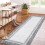 Grey bordered hallway runner rug, washable low-pile 1