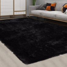 Haperlare fluffy area rug black 2.6 ft x 4.9 ft
