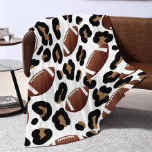Football Pattern Flannel Throw Blanket Brown 100x130cm