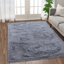 Haperlare gray area rug 3.9 ft x 5.6 ft super soft shag