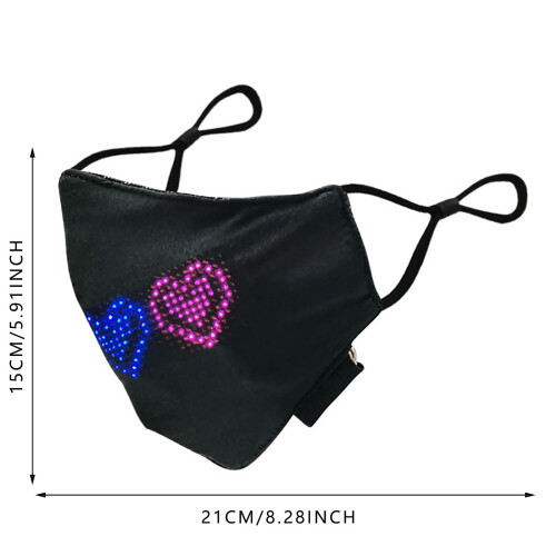 LED Half Face Mask for Adults with Bluetooth App and 2