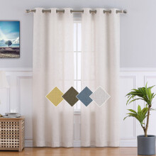 Linen Window Curtain Panels Beige 37"W x 72"L 2 Panels