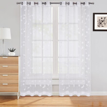 Sheer Voile Curtains with Floral Embroidery 52"W x 95"L