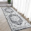 Persian Runner Rug Gray 2x6 Ft Washable Boho Non-Slip 1