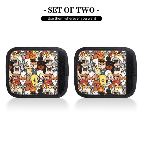 Luggage Handle Wraps Cats Dogs Design 2 Pcs 2