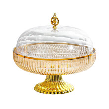 Cake Stand with Dome Yellow Round Dessert Serving Plate