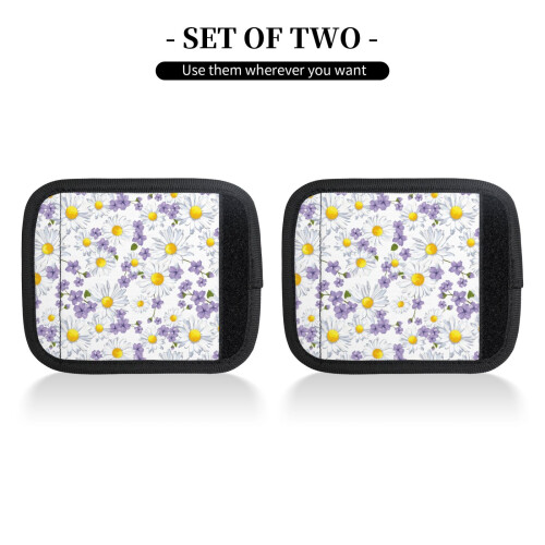 Luggage Handle Wraps Purple White Daisies 2 Pcs 2