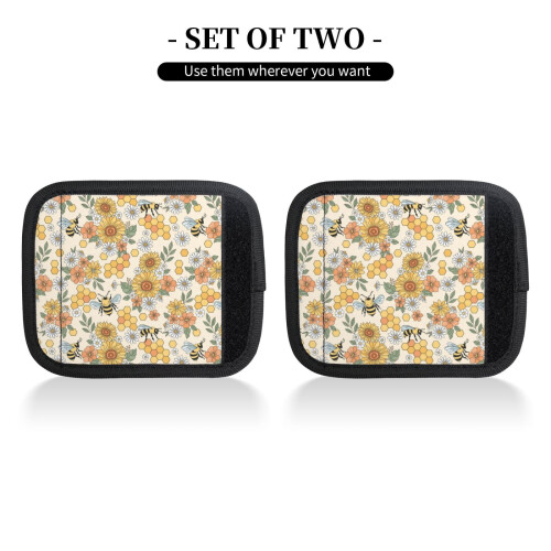 Luggage Handle Wraps Hippie Bee Honeycomb 2 Pcs 2