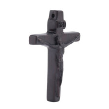 Jesus-Kreuz-Halskette Aus Holz, Jesus-Kreuz-Halskette, Kruzifix-Holz-Anhänger-Halsketten für Männer und Frauen, Schwarzer Pullover, C