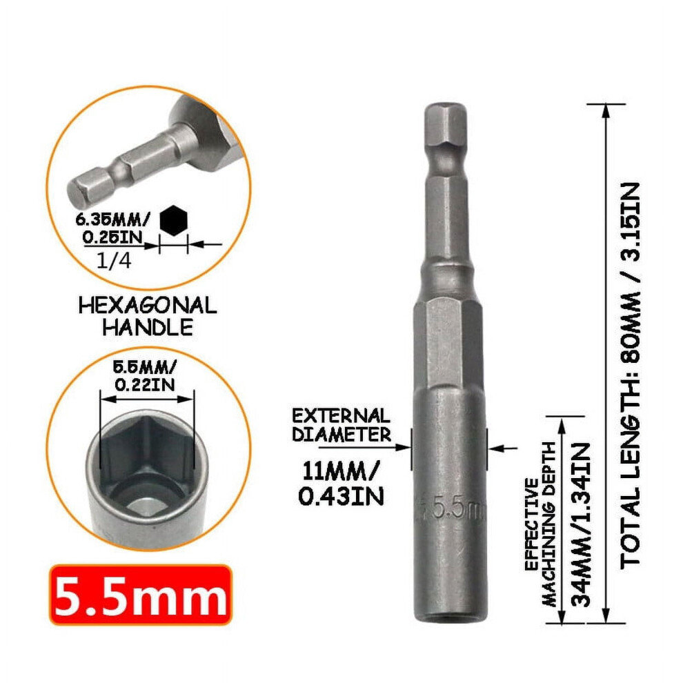 Hex Screwdriver Sleeve With Deepened Inner Hex 9314556969485