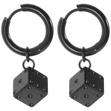 Women's Dice Hoop Earrings Stainless Steel 1 Pair