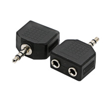 3.5mm Mono Y-Splitter Adapter 2 pcs Black