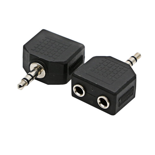 3.5mm mono Y-splitter adapter 2 pcs black