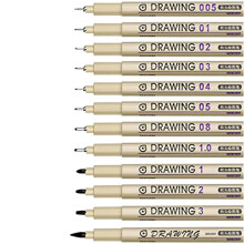 Black Waterproof Ink Markers Set 12 Pieces