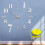 Large DIY wall clock 3D frameless silver 7