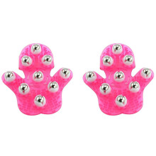 Palm-Shaped Massage Glove with 9 Roller Balls Pink