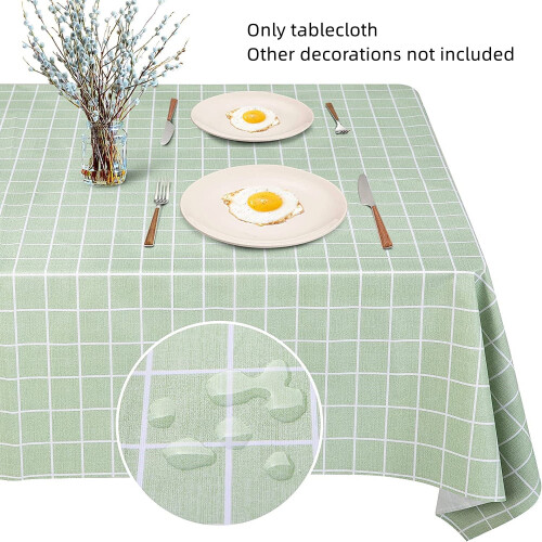 Waterproof Green Plaid Tablecloth 54x70.8 Inches 1