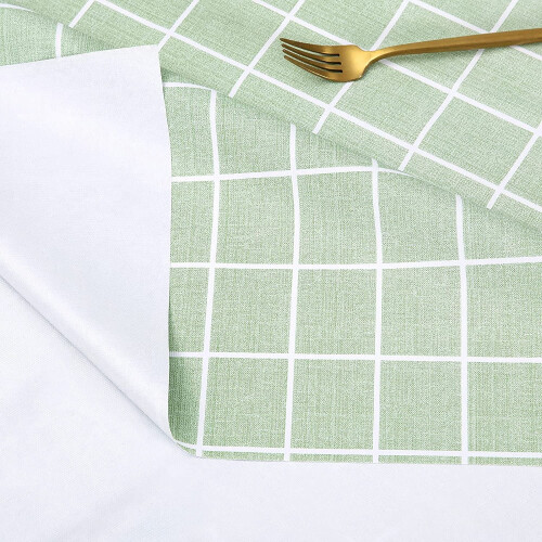 Waterproof Green Plaid Tablecloth 54x70.8 Inches 2