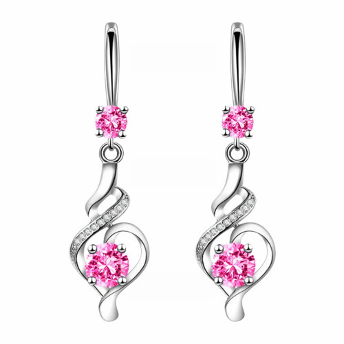 Water Drop Earrings Shiny Zircon Dangle 1 Pair