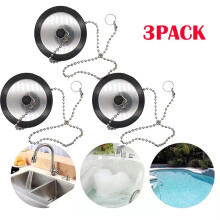 Rubber Sink Stopper with Chain 3 Pack