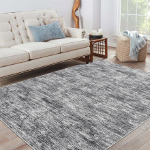 Contemporary distressed area rug light grey 5' x 7'