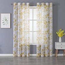 Haperlare sheer curtains floral light filtering yellow 52"W