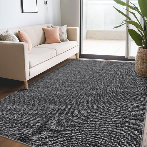 Area Rug Woven Black 5' x 7'