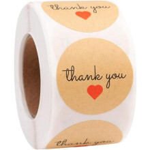 Thank You Stickers Kraft Paper Roll 2.5x2.5cm 2 Rolls