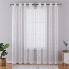 Floral white sheer curtains 52"W x 84"L grommet set of 2