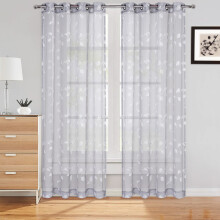 Floral Sheer Curtains Gray 52 x 54 in Grommet 2 Panels