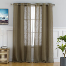 Linen Living Room Curtain Brown 37"W x 95"L 2 Panels