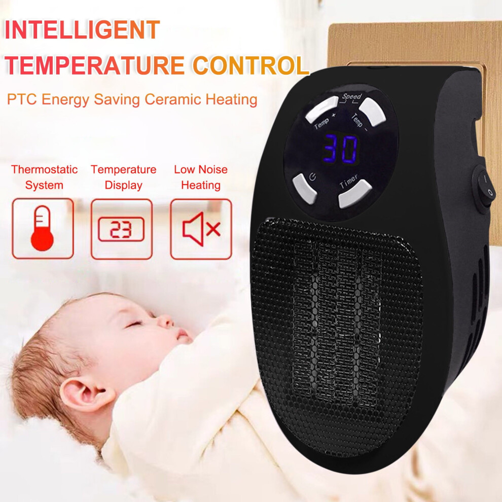 Indoor Wall Heater 500W With Adjustable Thermostat Timer 9314556951817