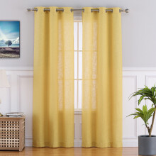 Linen Blend Textured Curtain 37"W x 84"L Yellow Set of 2