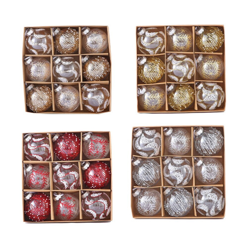 Christmas ornaments set silver shatterproof balls 9 pcs 1