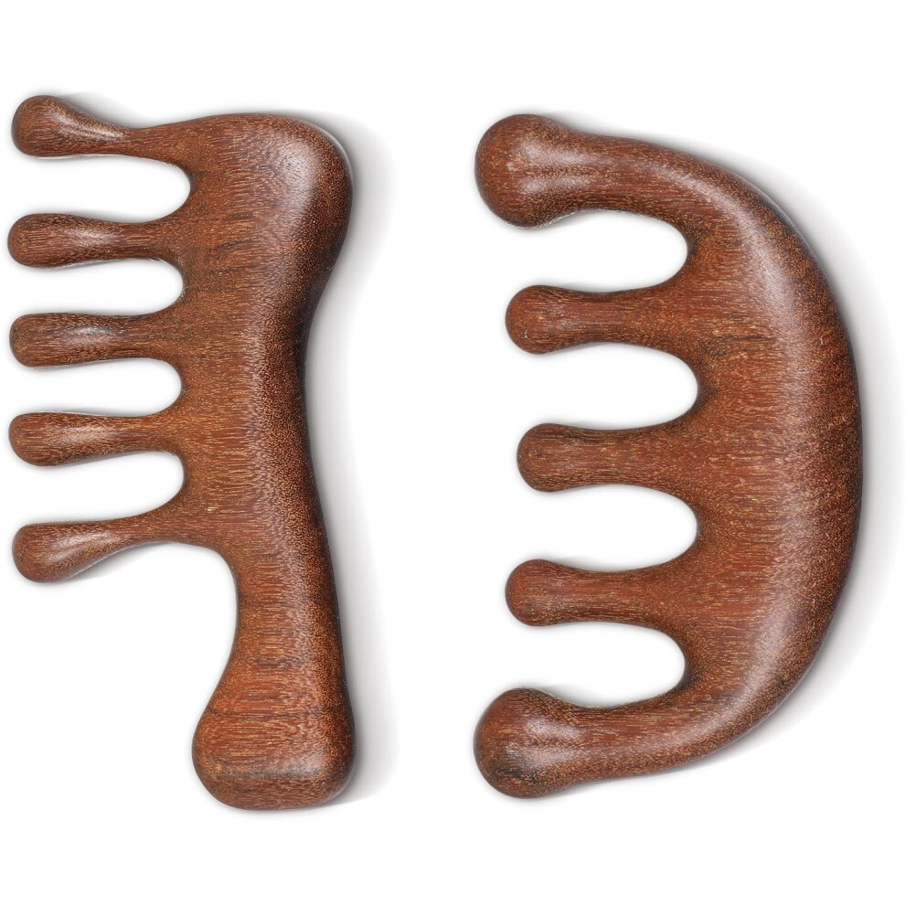 Wooden Scalp Massage Comb Natural Sandalwood 2 pcs