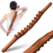 Fa Gua Sha Masszázs Pálca, 20 Gyöngy, 58,5 cm, Csúszásmentes Nyél, Kétoldalas Hát- és Testmasszázshoz