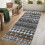Boho geometric distressed runner rug grey 2 ft x 6 ft 1