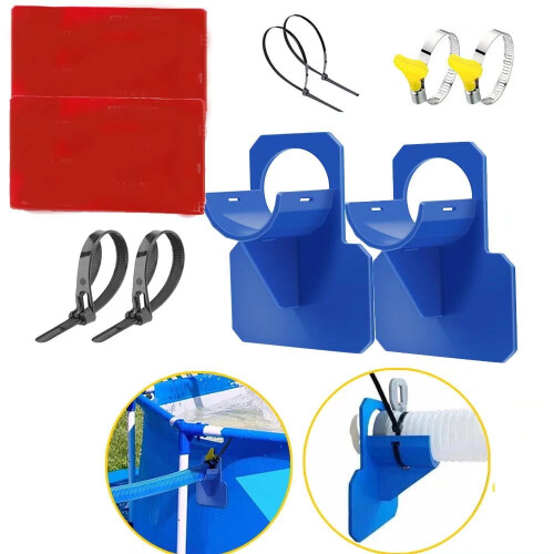 Pool Pipe Holder Mount with Cable Tie Blue 2 Pack
