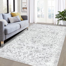 Haperlare Area Rug Pale Gray 5 x 7 ft Tribal Floral