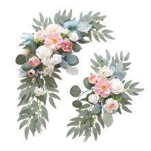 Artificial Wedding Arch Flowers Blue Pink 2 Pieces