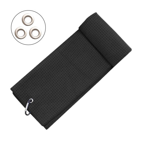 Microfiber Golf Towel with Carabiner Clip Waffle Texture 1