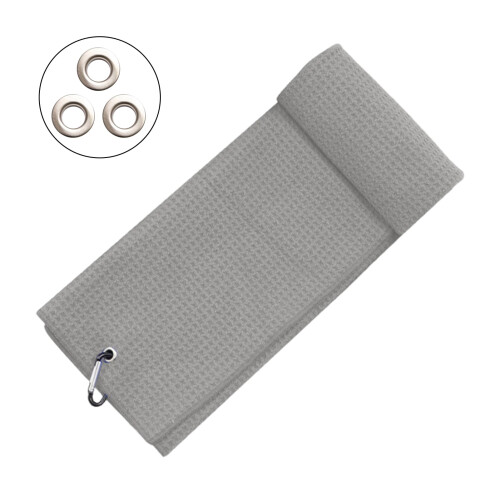 Microfiber golf towel with carabiner clip waffle pattern 1