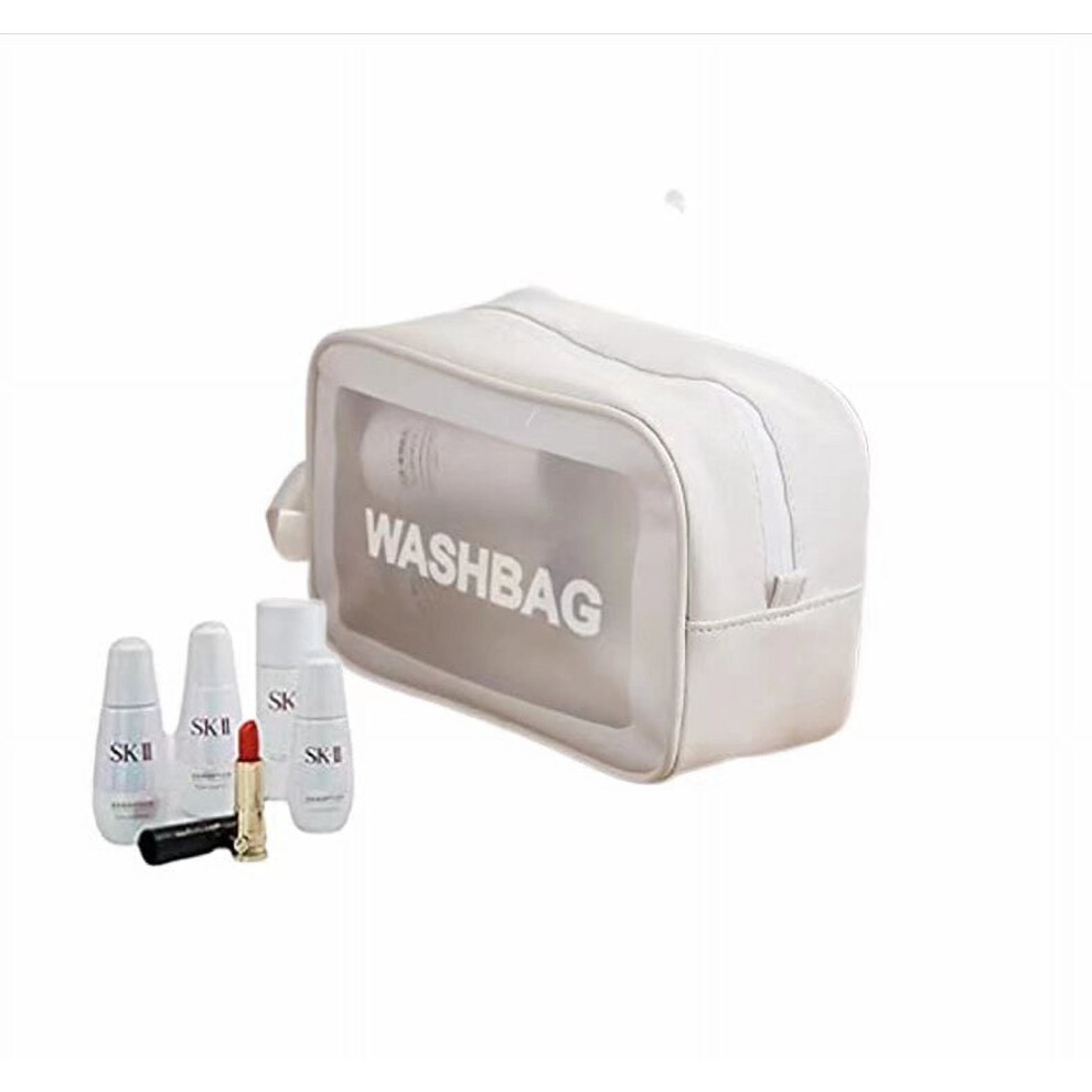Portable frosted cosmetic bag transparent M