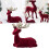 Burgundy flocked deer ornament 1 piece 1