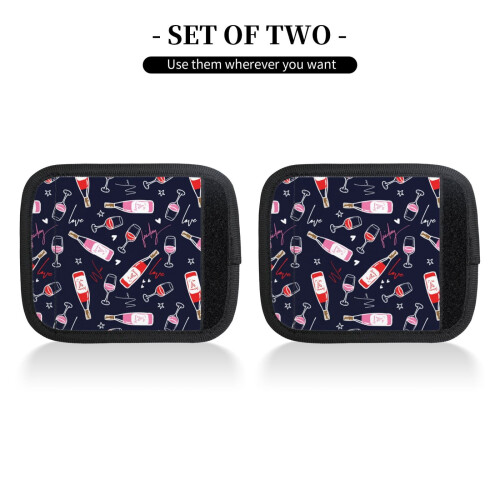 Luggage Handle Wraps Love Wine Design 2 Pcs 2