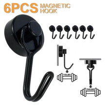 Haomacro Heavy Duty Magnetic Hook Black 6 Pack