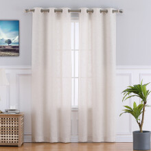 Linen Blend Textured Curtain 37"W x 84"L Beige Set of 2