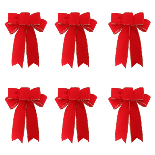 Red Wreath Bow Outdoor Decor 6 Pack