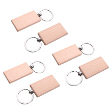 180 Pièces Chaîne à Clés En Bois Rectangle Vierge Bricolage Porte-Clés Tags Clés Peut Graver Cadeaux DIY