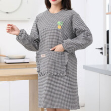 Women's Cotton-Linen Cooking Apron with Pockets Long Sleeve
